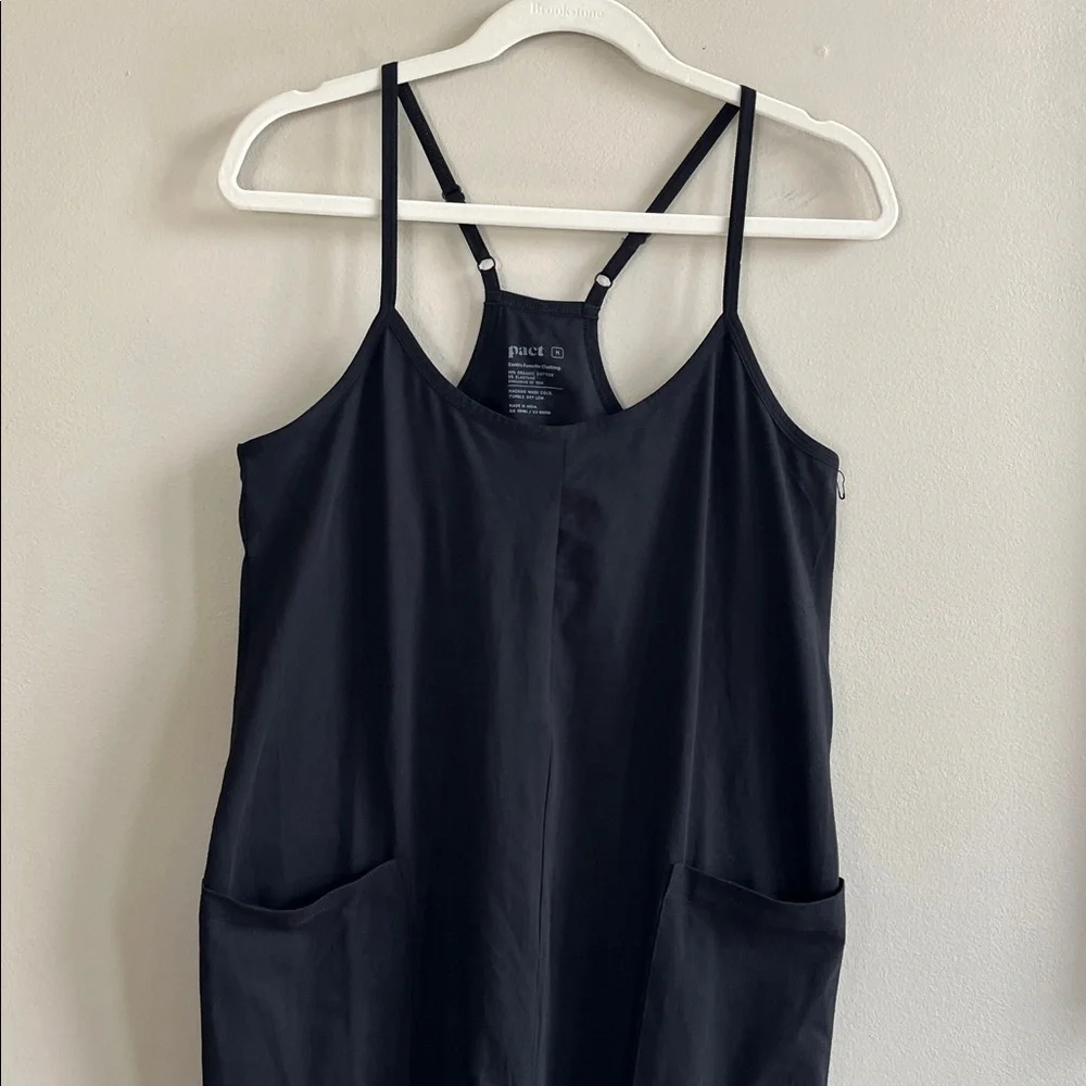 Pact Organic Cotton Cool Stretch Lounge Black Racerback Jumpsuit size medium - Picture 4 of 16
